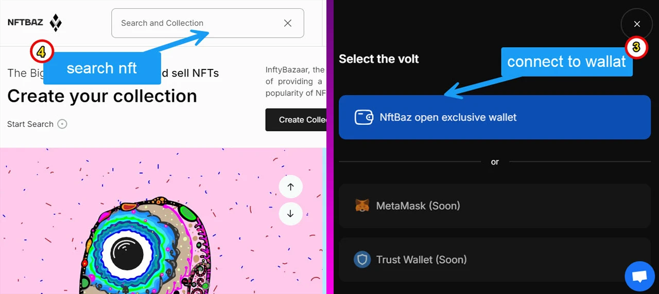 how to buy iranian art on nftbaz step connect wallet and find nfts