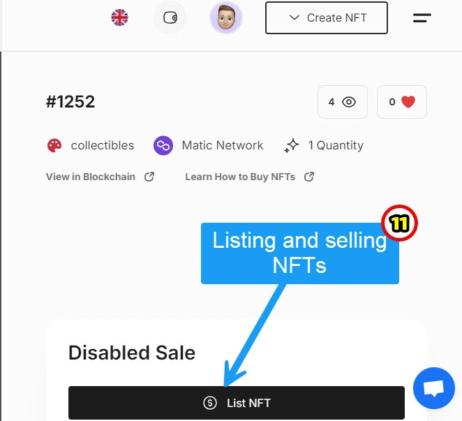 step of listing nft on nfttbaz